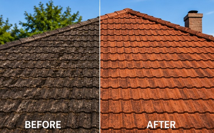 Roof cleaning and moss removal